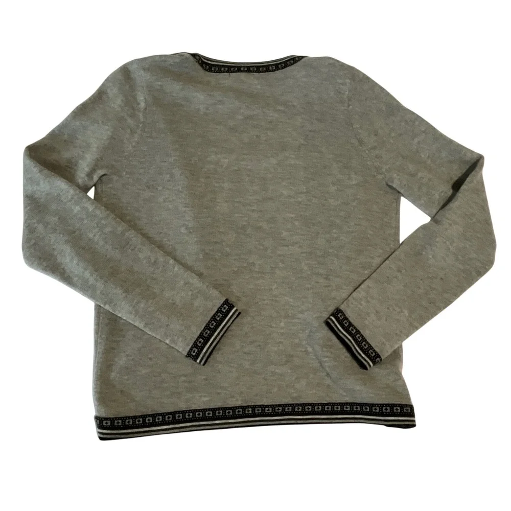 Peck & Peck Collection Women's Gray Wool‎ Cashmere Trim Open Cardigan Sz S - Picture 3 of 5